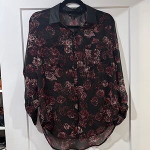 Vince Camuto Black and Red Floral Blouse